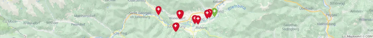 Kartenansicht für Apotheken-Notdienste in der Nähe von Fohnsdorf (Murtal, Steiermark)